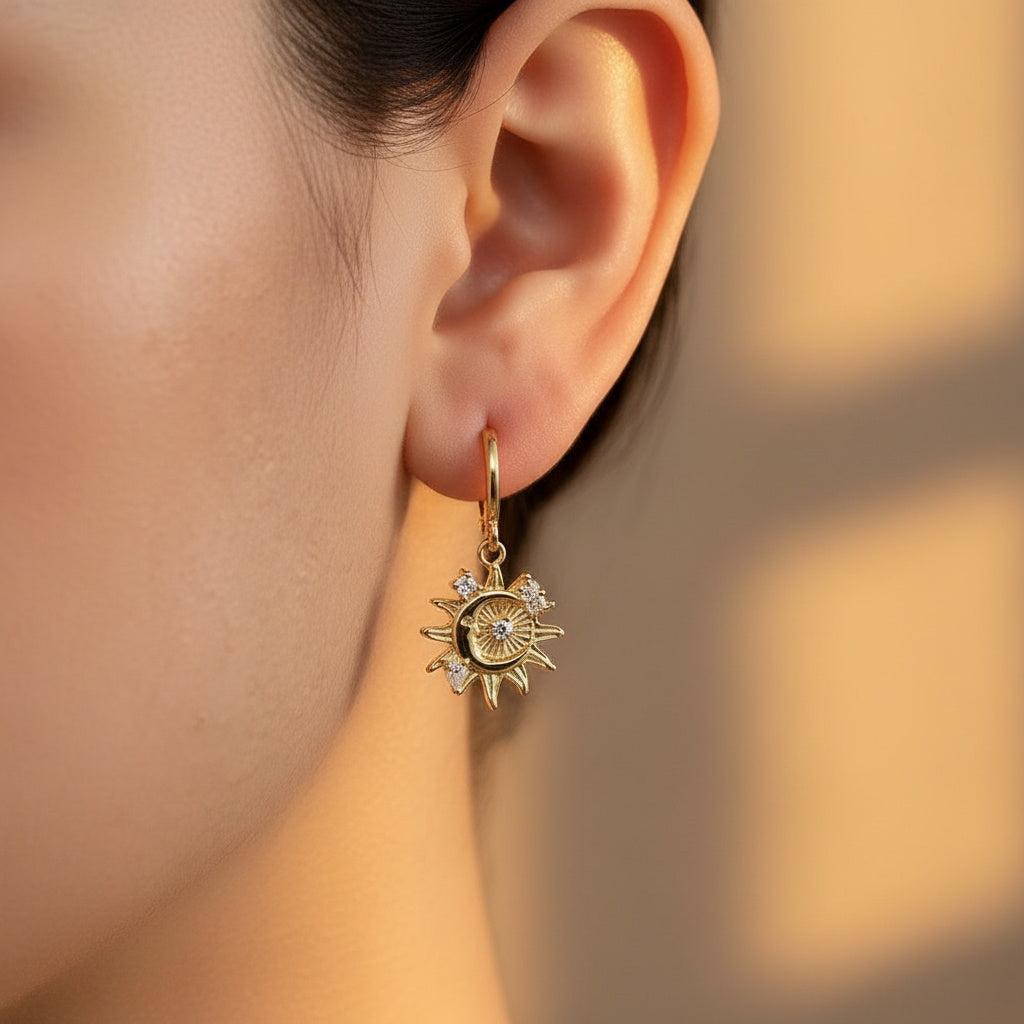 „Savilin“ Fancy Moon Star Vergoldete Ohrringe