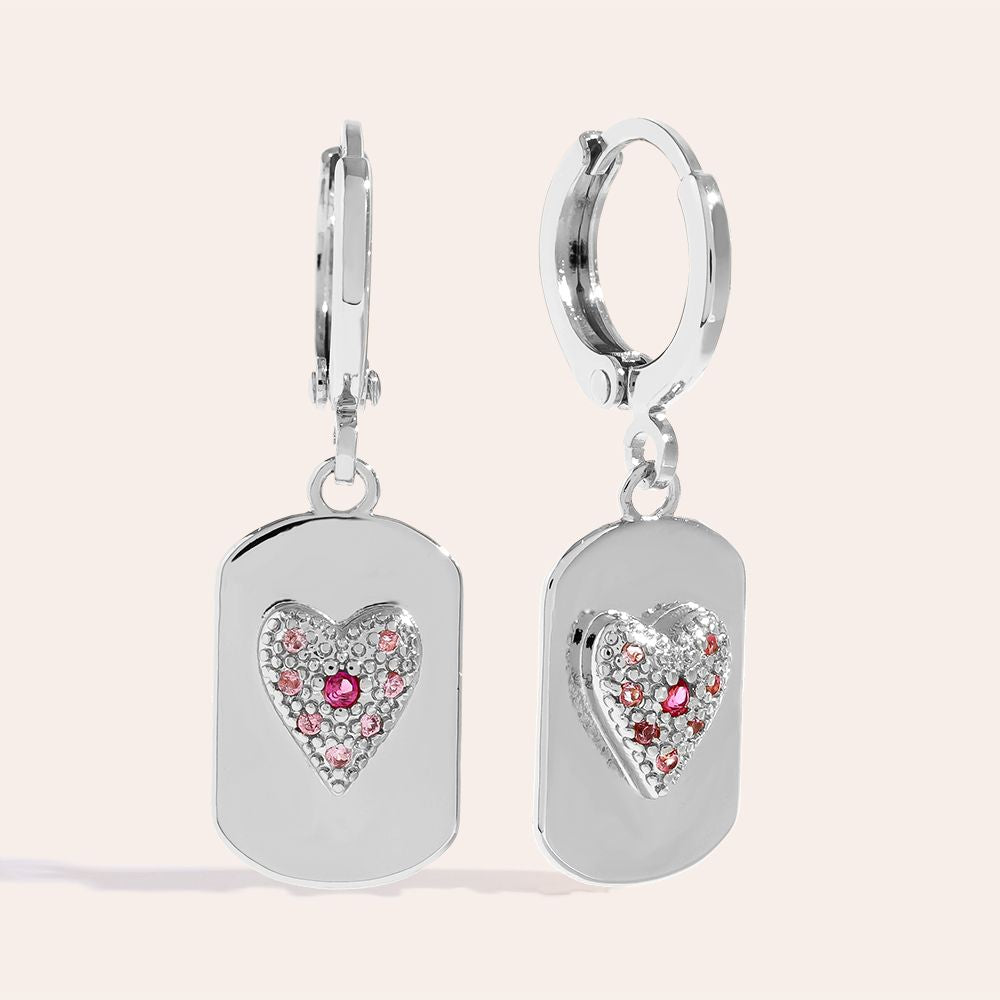 „Saviveraa“ Plate Heart Diamond Vergoldete Ohrringe