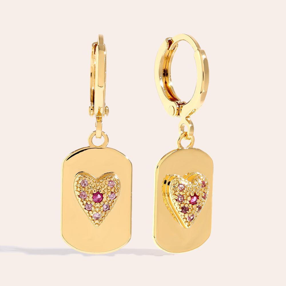 „Saviveraa“ Plate Heart Diamond Vergoldete Ohrringe-Goldharmonie