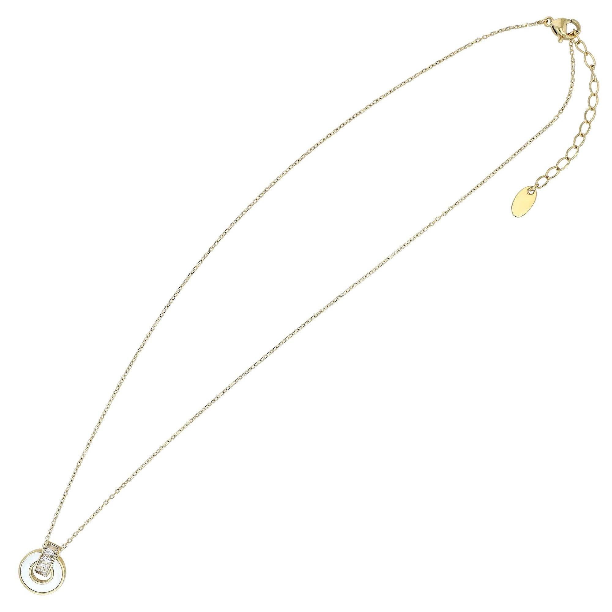 "Selira" – Halskette in Goldfarbe mit Perlmutt-Anhänger & Zirkonia