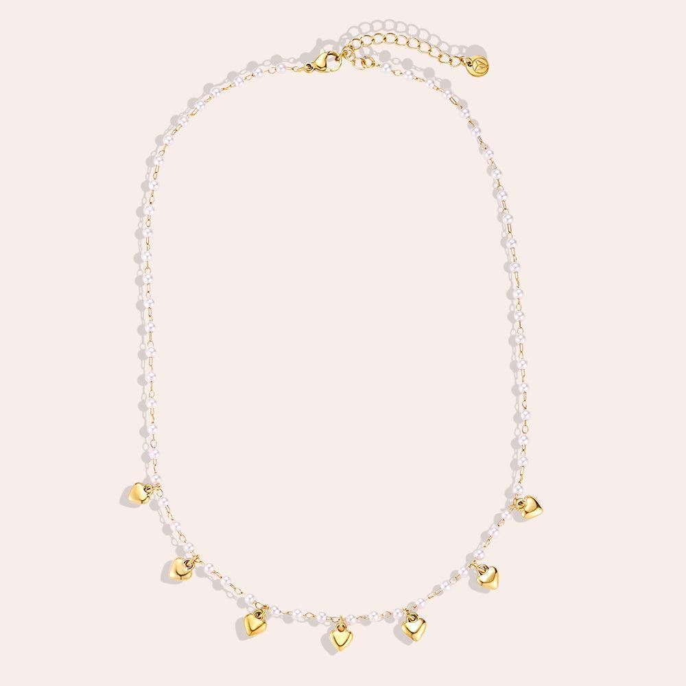 "Senaelle" Pearl Heart Edelstahl Halskette-Goldharmonie