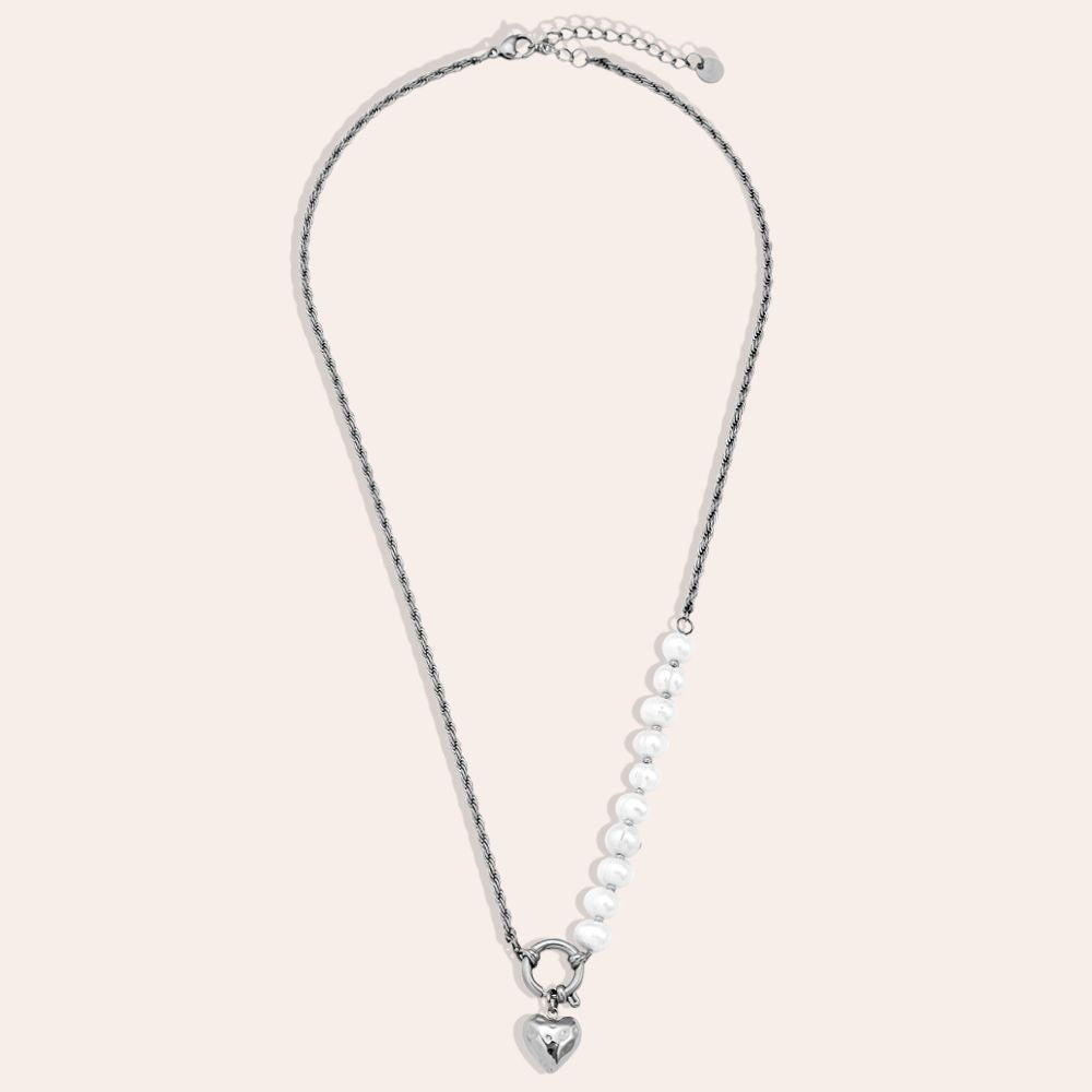 "Senaelleia" Pearl Heart Edelstahl Halskette