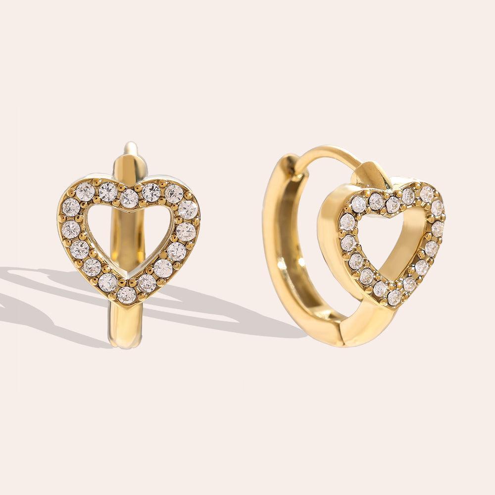 „Seranira“ Diamond Hollow Heart Hoop Ohrringe-Goldharmonie