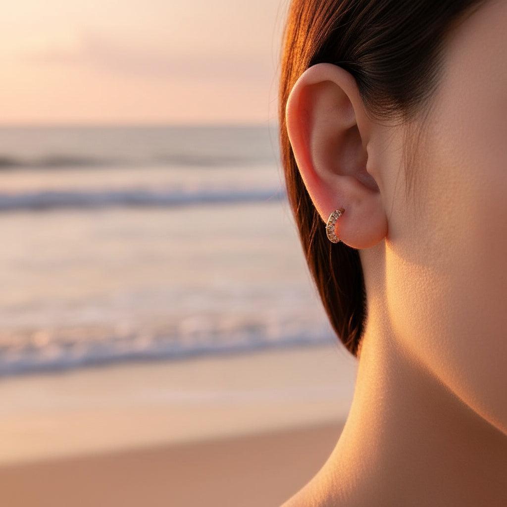 „Seranora“ Half Diamonds Circle Piercing Ohrringe