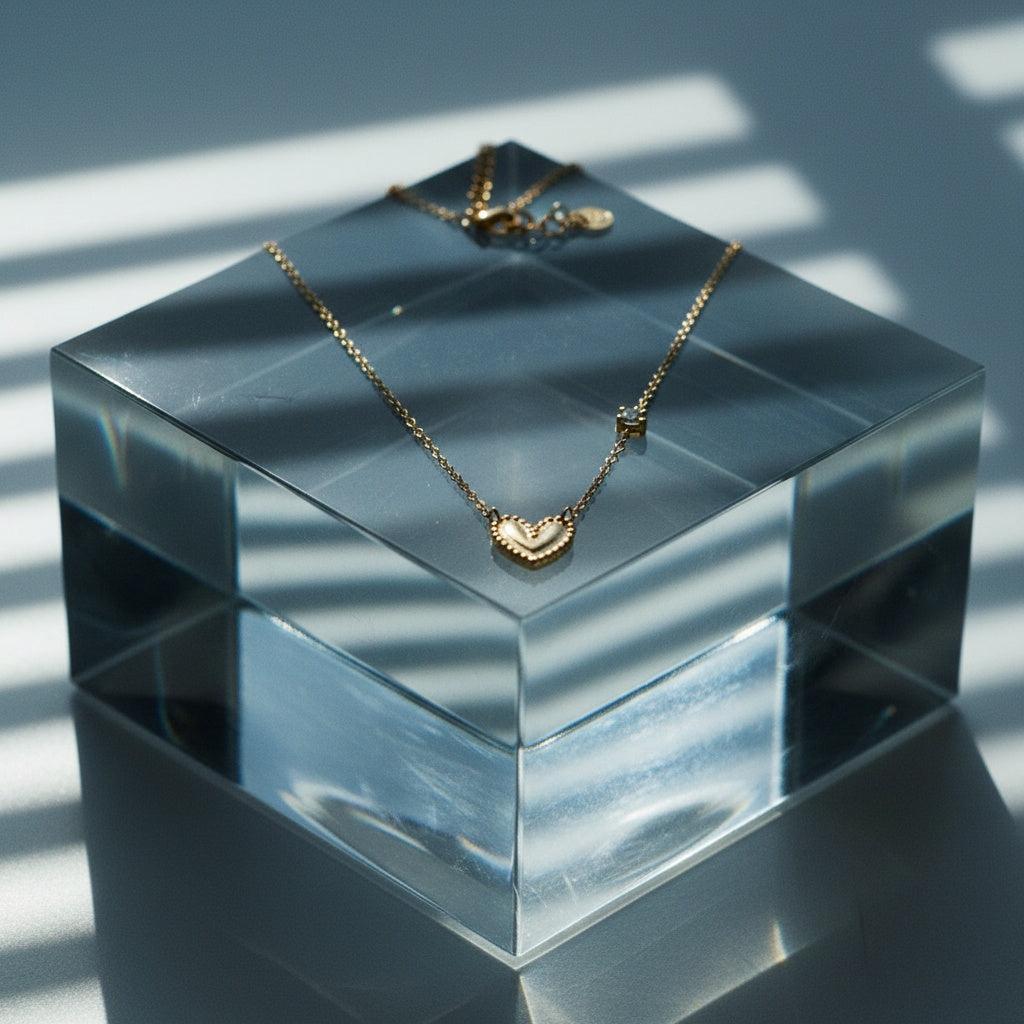 "Sirairaine" Heart With One Diamond Edelstahl Halskette