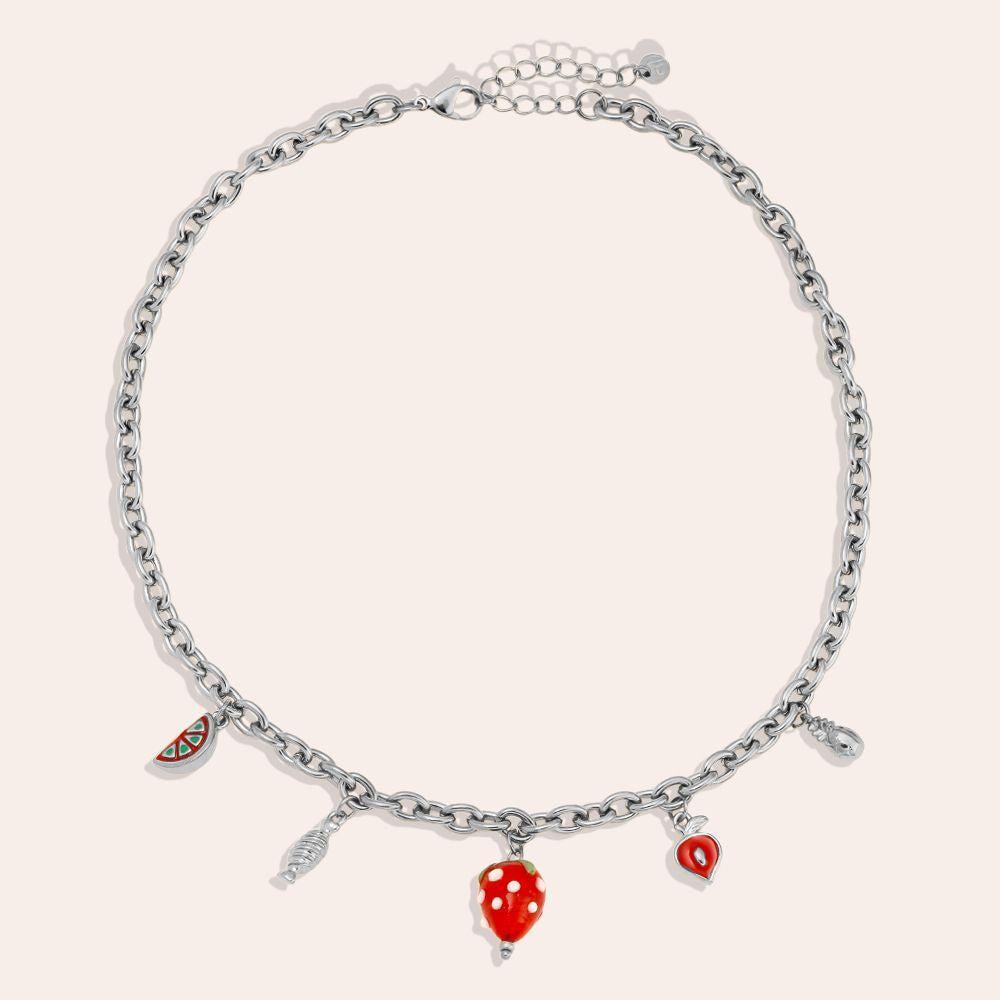 "Siranoraya" Strawberry Heart Edelstahl Halskette