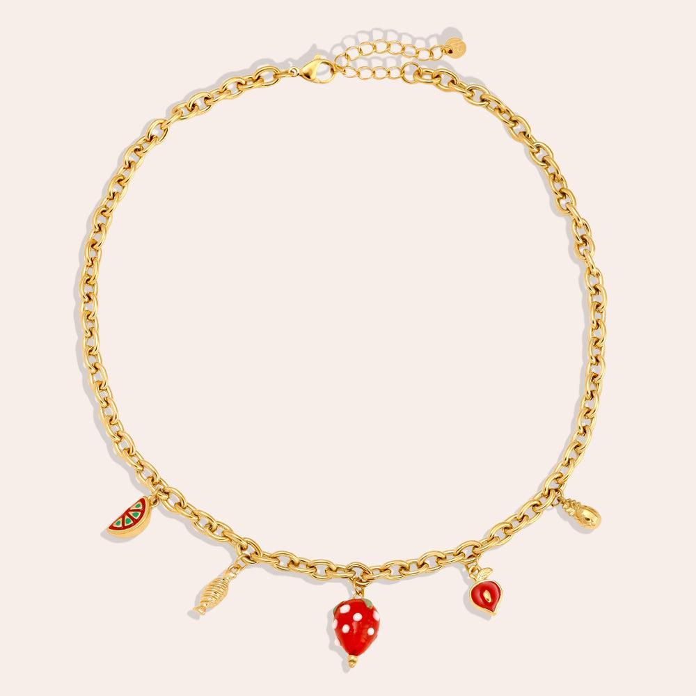 "Siranoraya" Strawberry Heart Edelstahl Halskette-Goldharmonie