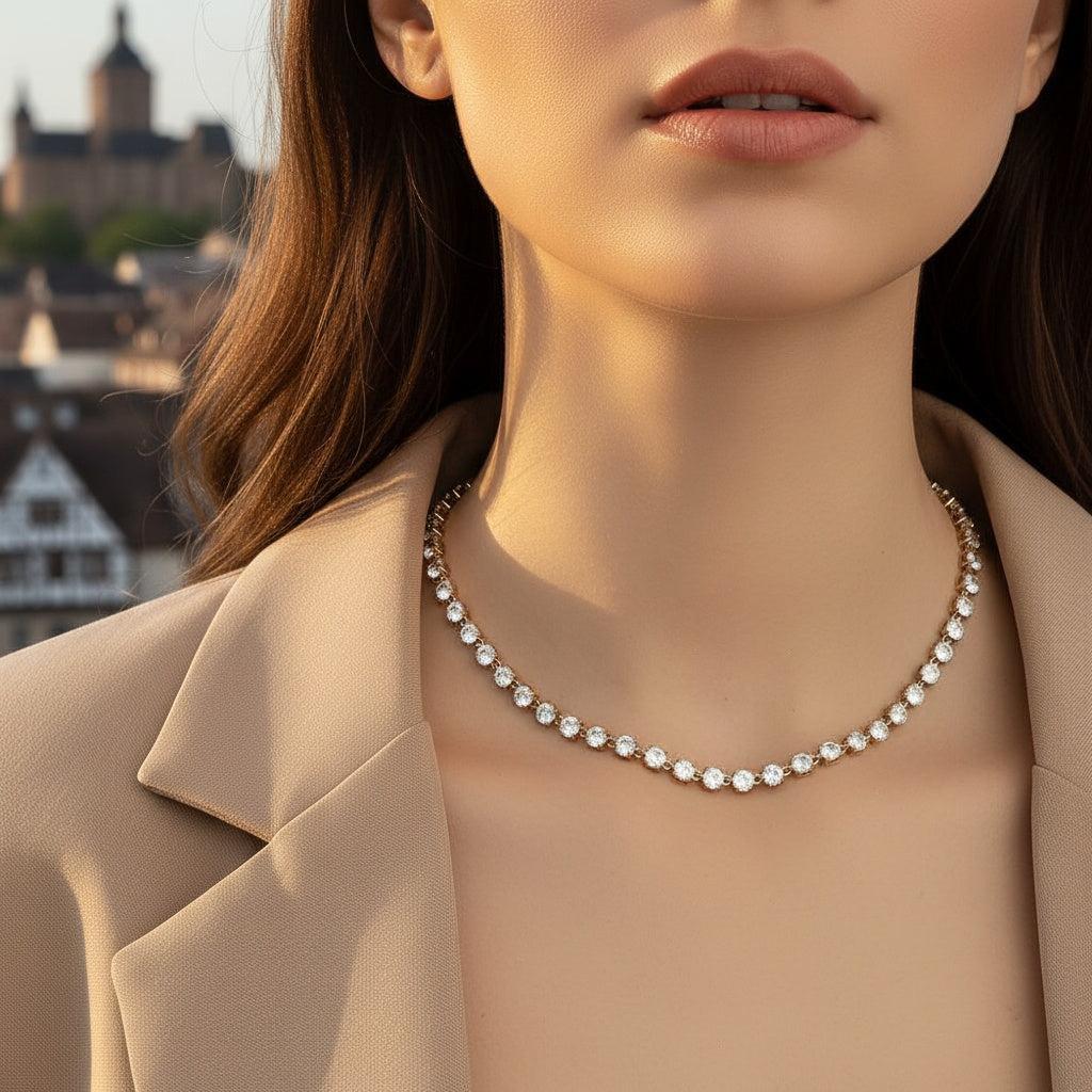 "Solanoraine" 37cm5mm Diamond Dots Chain Edelstahl Halskette