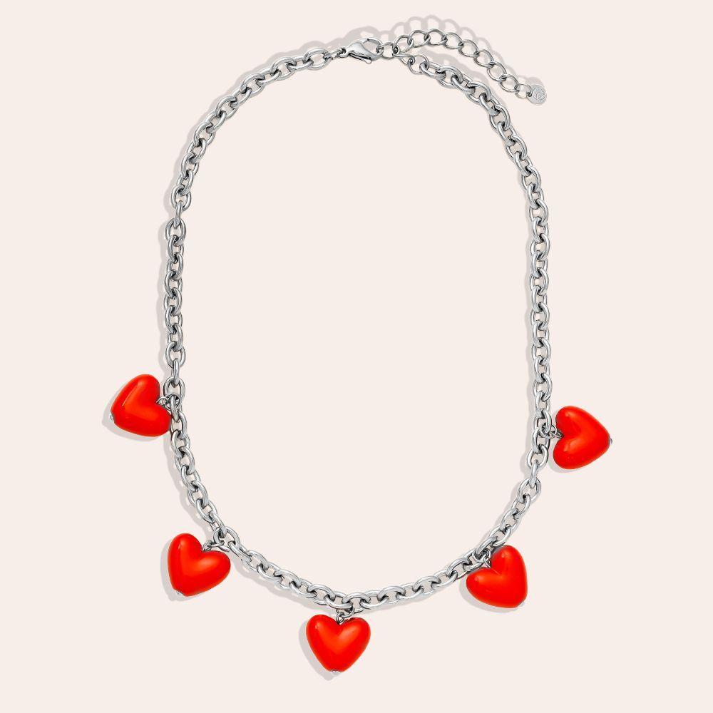 "Solavaraine" Many Red Hearts Edelstahl Halskette