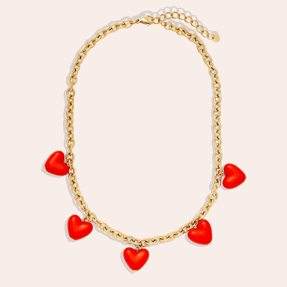 "Solavaraine" Many Red Hearts Edelstahl Halskette-Goldharmonie