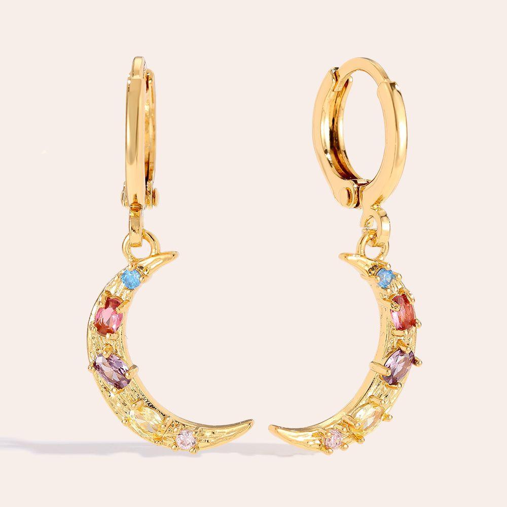 „Solivellaa“ Diamond Moon Vergoldete Ohrringe