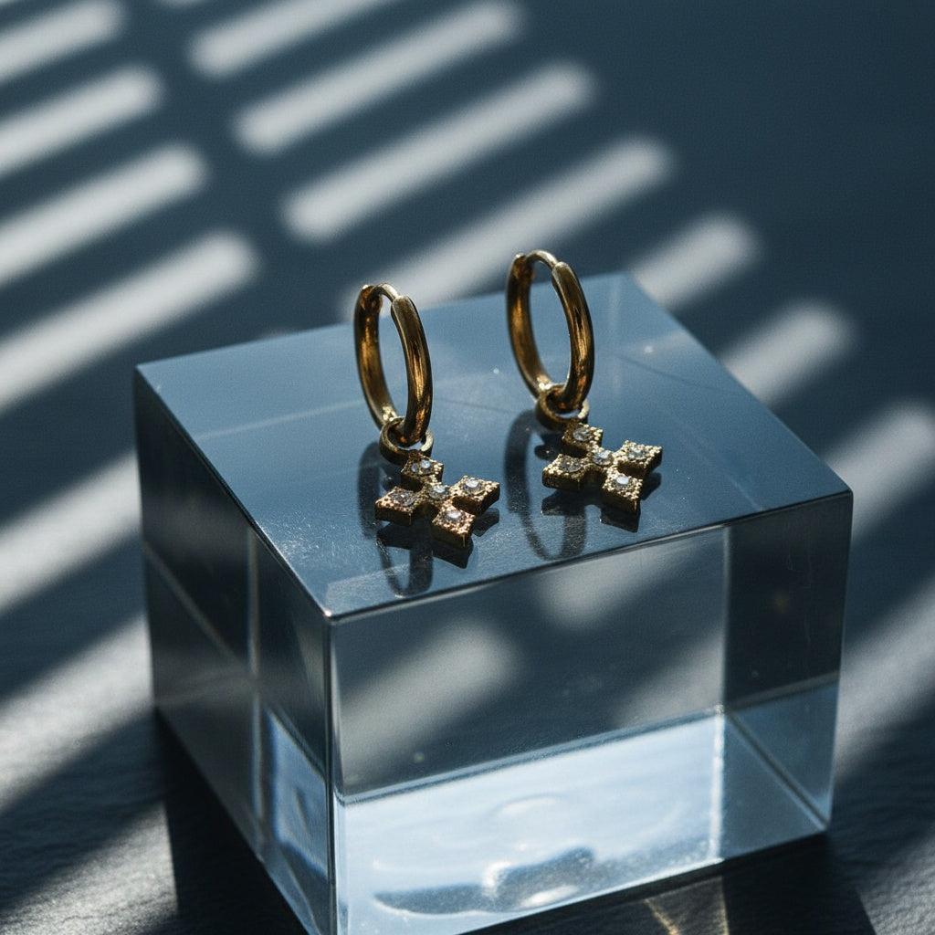 "Solmira" – Diamond Flower Edelstahl Ohrringe