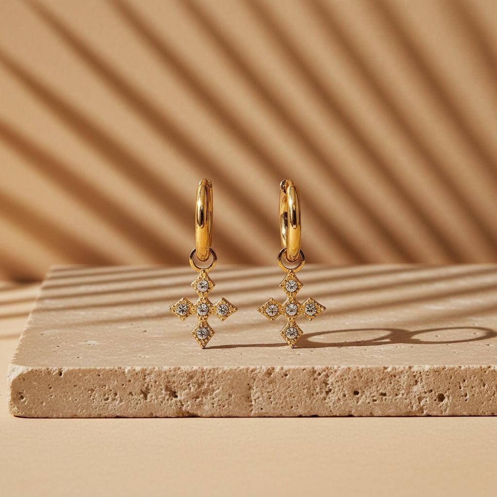 "Solmira" – Diamond Flower Edelstahl Ohrringe