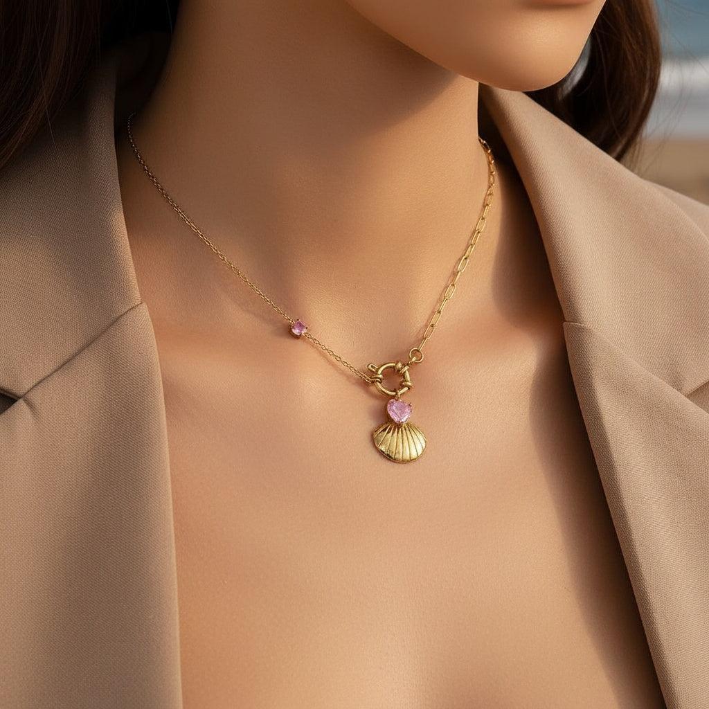 "Talielisya" Diamond Shell Edelstahl Halskette