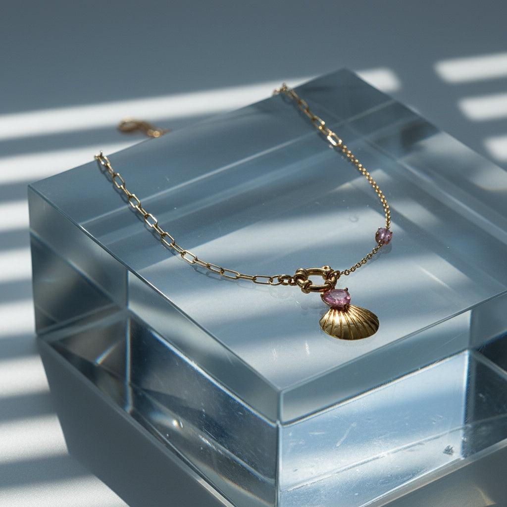 "Talielisya" Diamond Shell Edelstahl Halskette