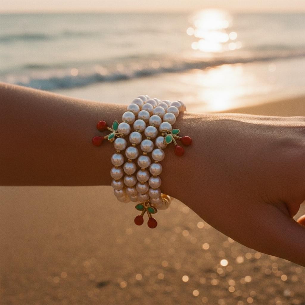 „Talinellaa“ 3er Cherry In Pearl Armband