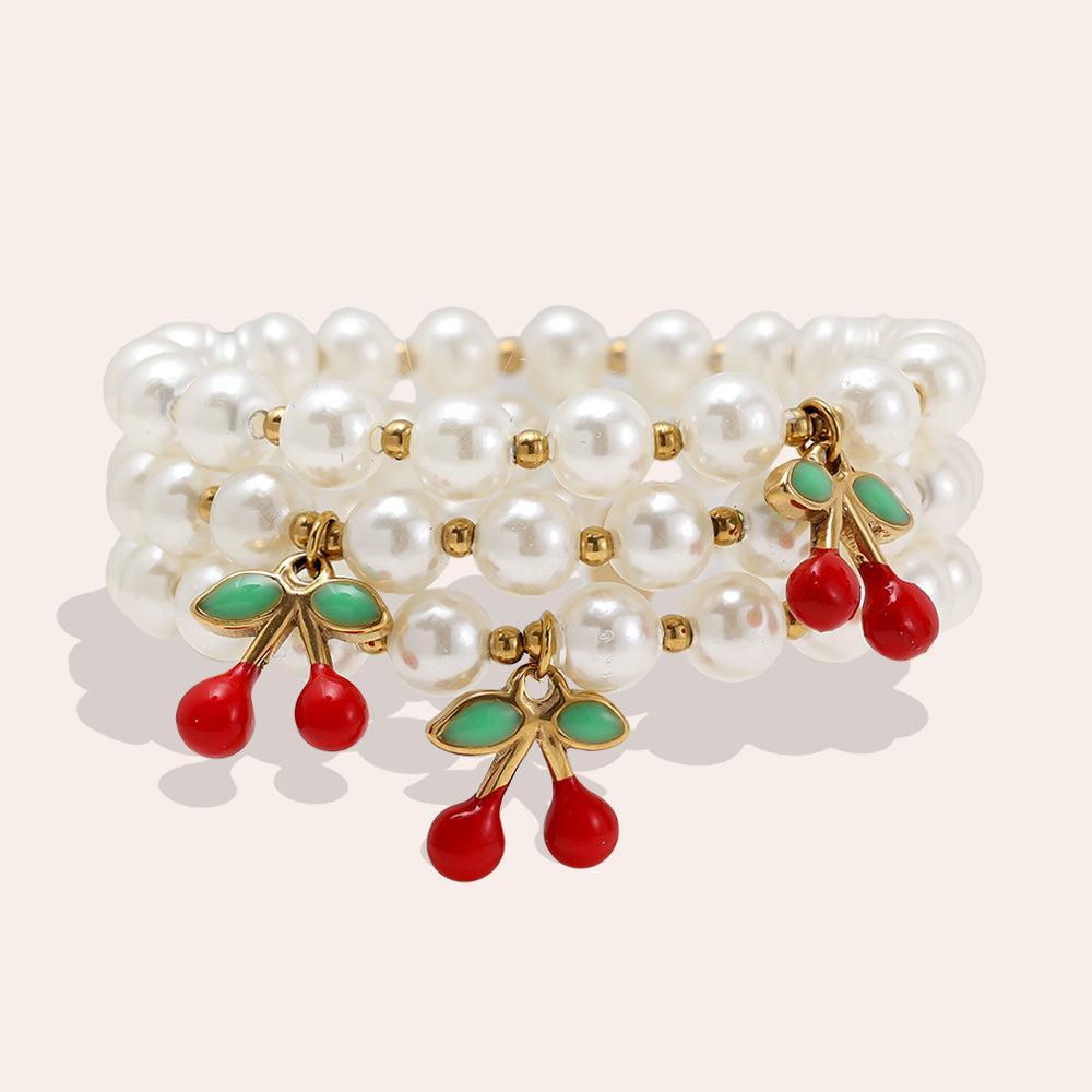 „Talinellaa“ 3er Cherry In Pearl Armband-Goldharmonie