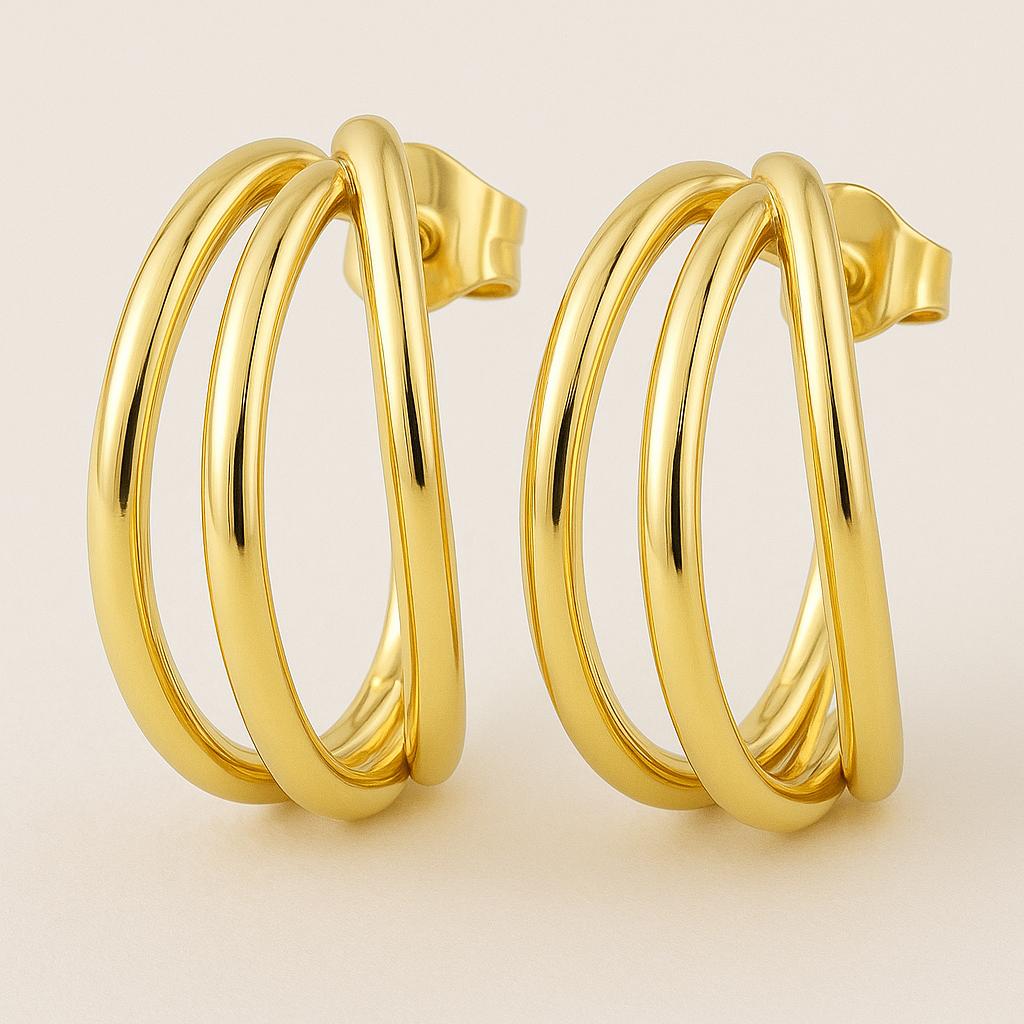 "Trivana" – Halbcreolen im Triple-Design-Goldharmonie