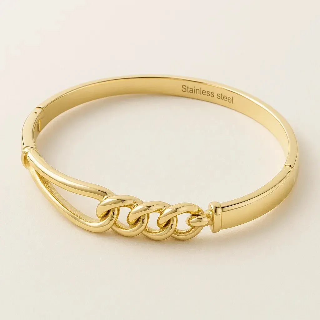 "Valoria" – Spangenarmband mit Kettenmuster und Steckverschluss-Goldharmonie