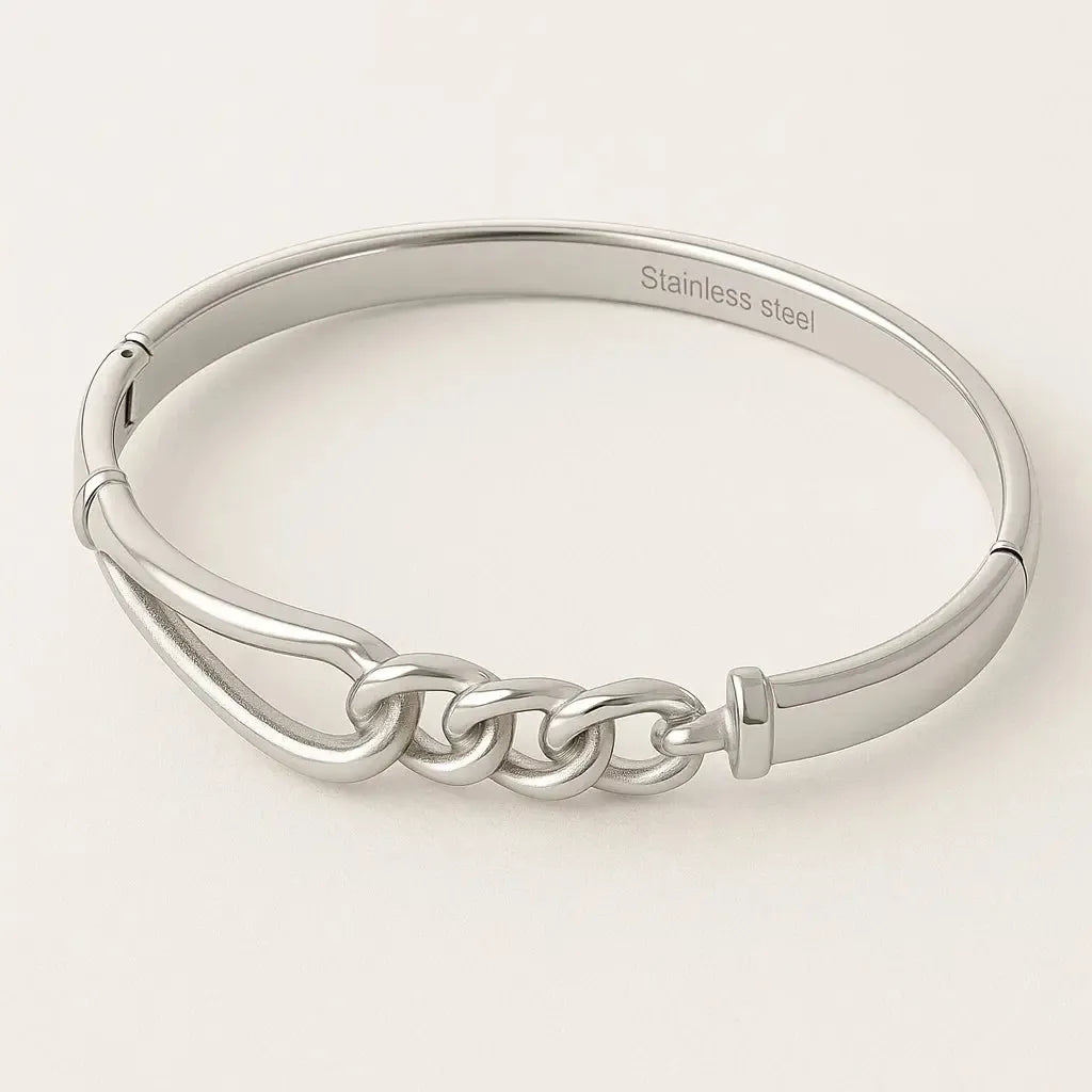 "Valoria" – Spangenarmband mit Kettenmuster und Steckverschluss-Goldharmonie