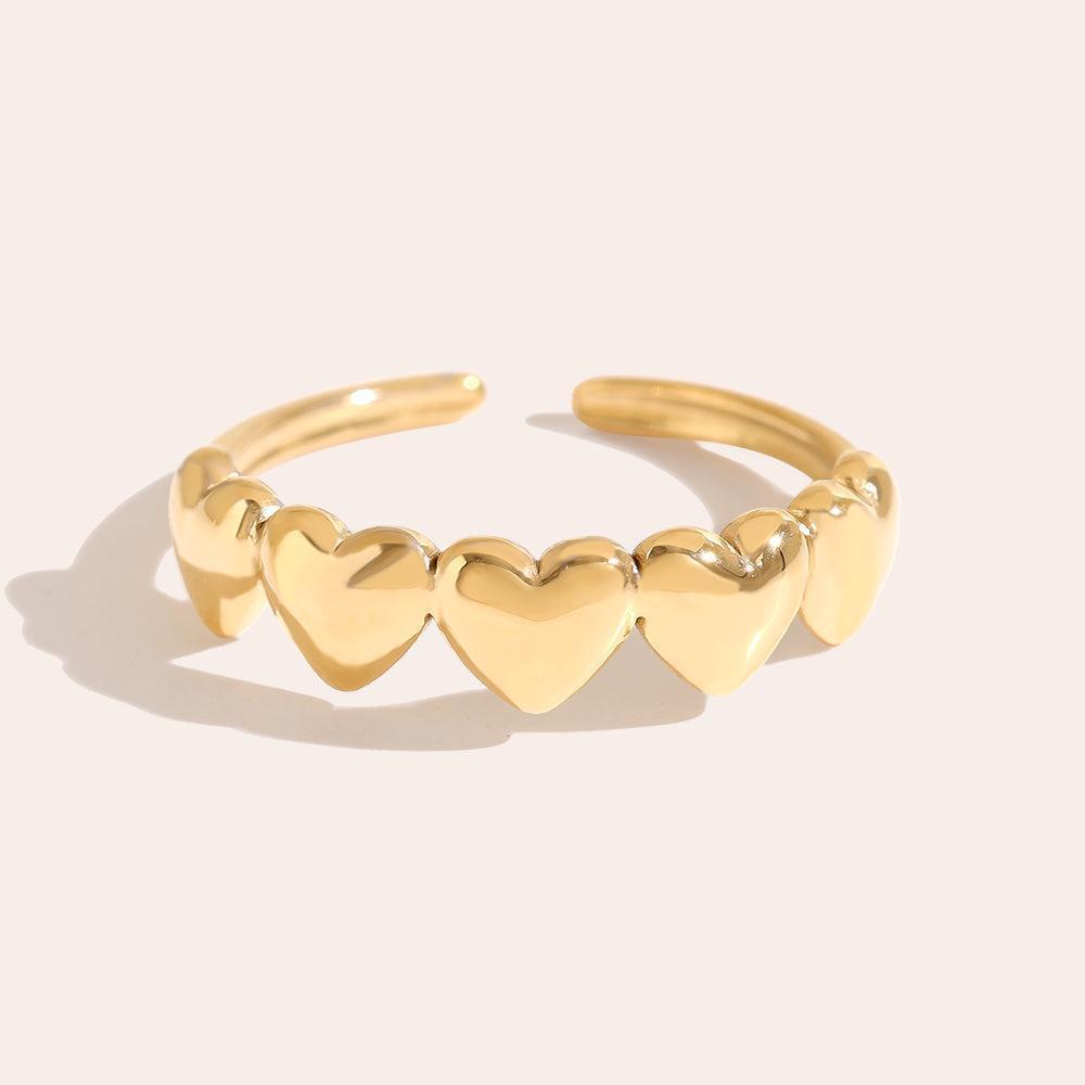 Velalara - Adjustable Five Hearts Ring-Goldharmonie