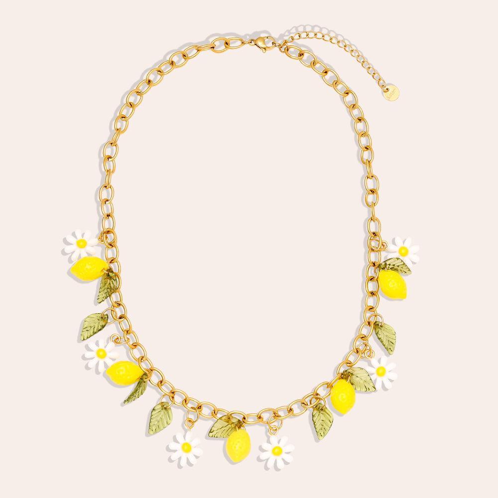 "Velalenina" Lemon Fun Edelstahl Halskette-Goldharmonie