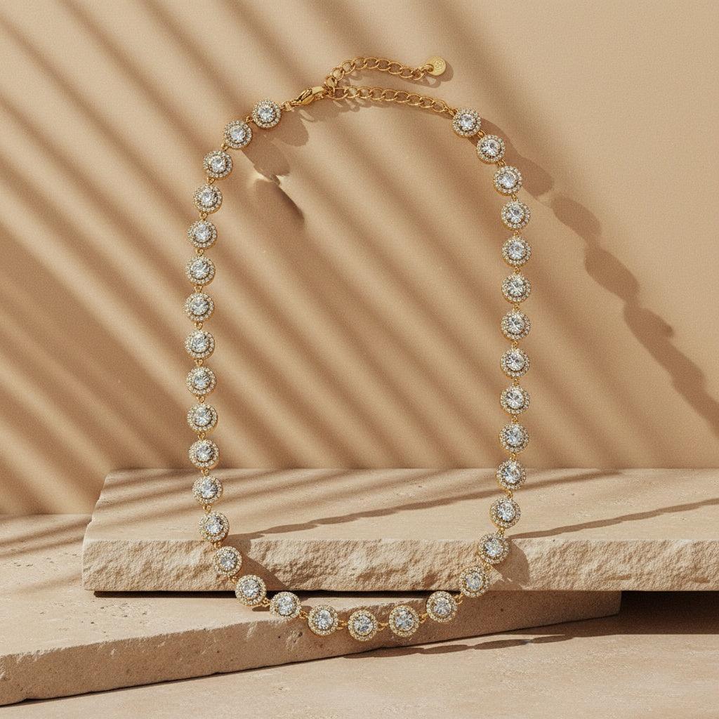 "Velayneora" Perfect Diamond Dots Chain Edelstahl Halskette
