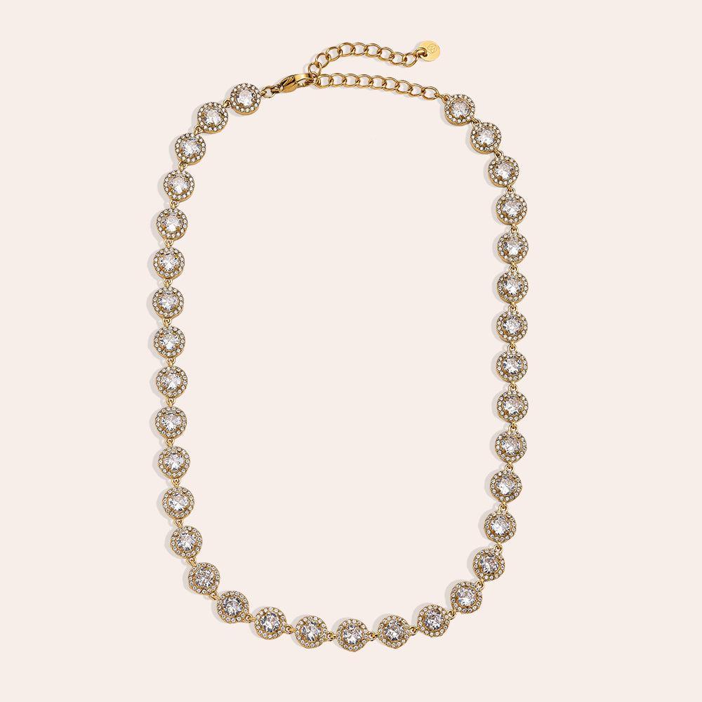 "Velayneora" Perfect Diamond Dots Chain Edelstahl Halskette-Goldharmonie