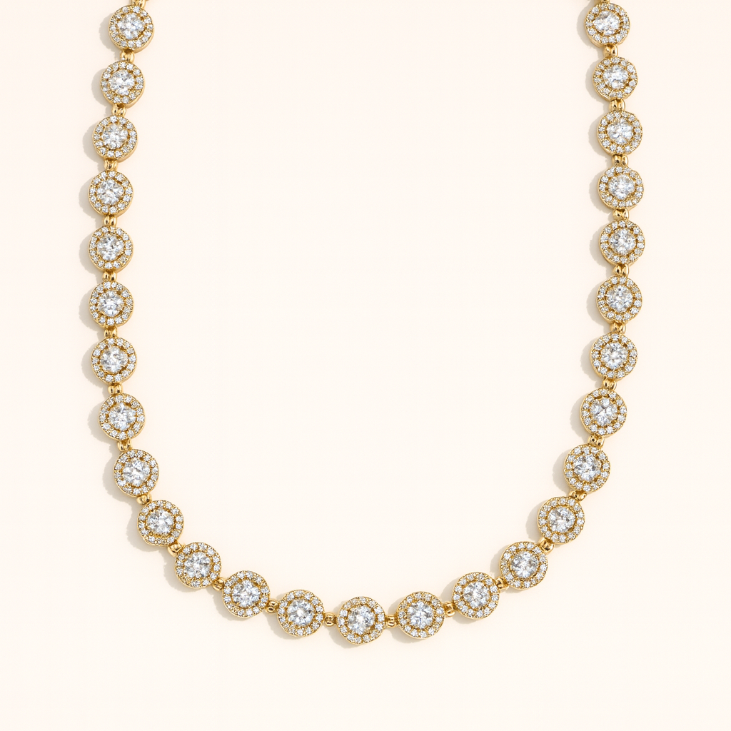 "Velayneora" Perfect Diamond Dots Chain Edelstahl Halskette
