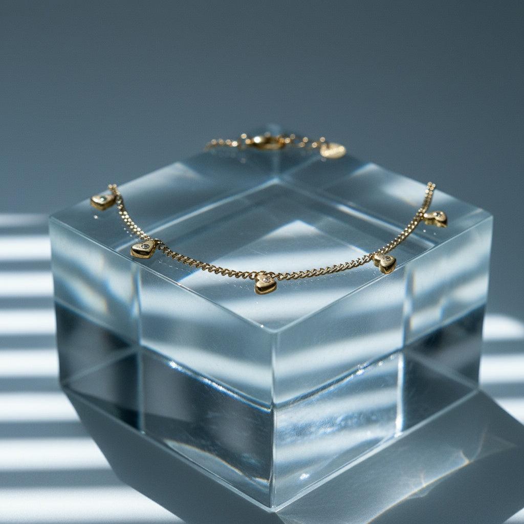 "Veyaelleya" Mini Hearts With Diamond Edelstahl Halskette
