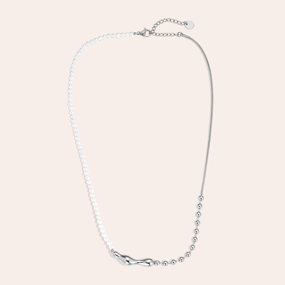 "Veyairaelle" Pearl And Linsen Chain With Irregular Smile Edelstahl Halskette