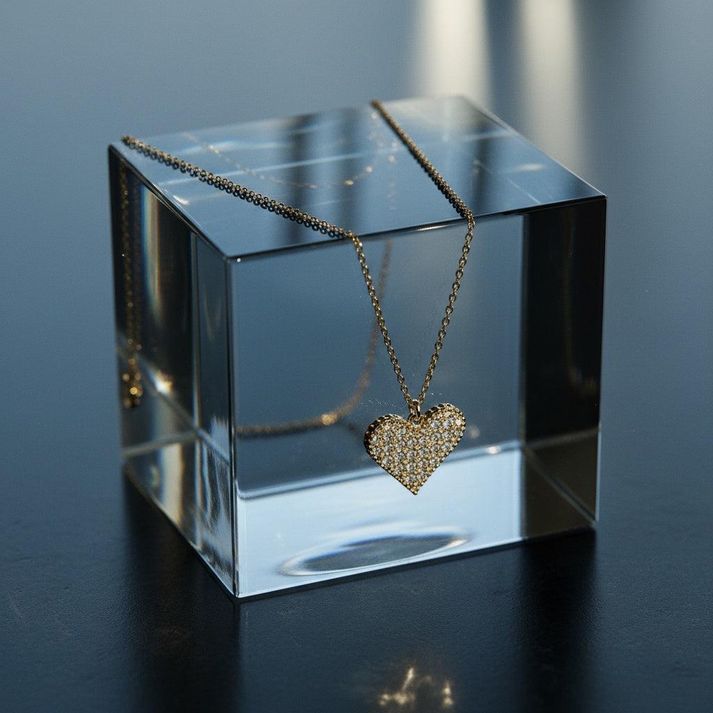 "Veyalayaya" Grille Heart Diamond Edelstahl Halskette