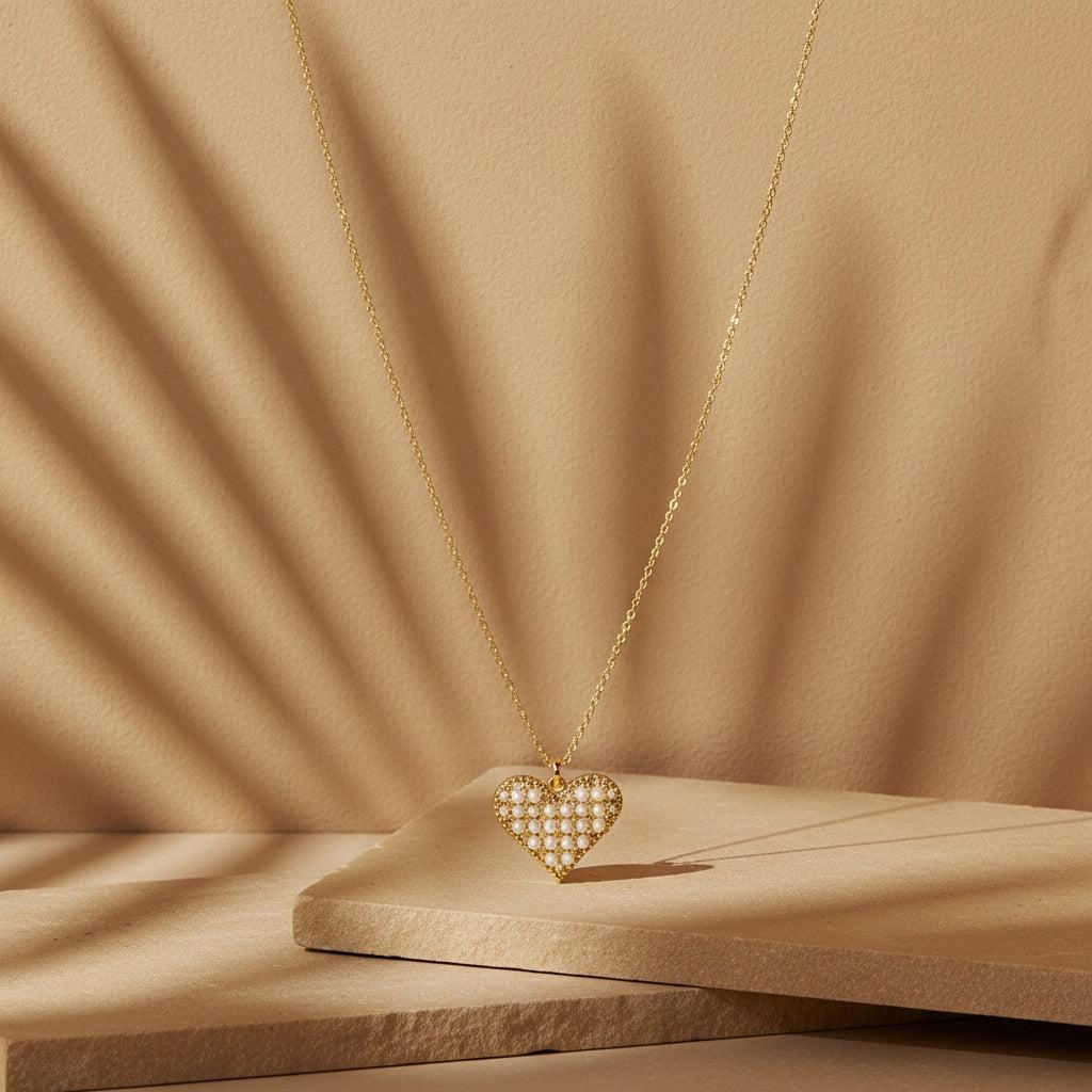"Veyalayaya" Grille Heart Diamond Edelstahl Halskette