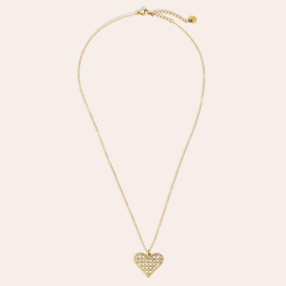 "Veyalayaya" Grille Heart Diamond Edelstahl Halskette-Goldharmonie