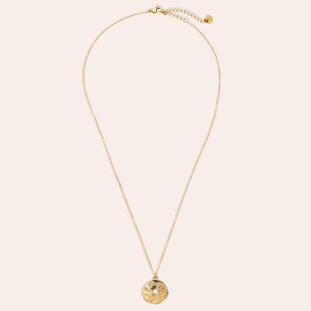"Veyavaraelle" Ocean Plate With Pearl Edelstahl Halskette-Goldharmonie