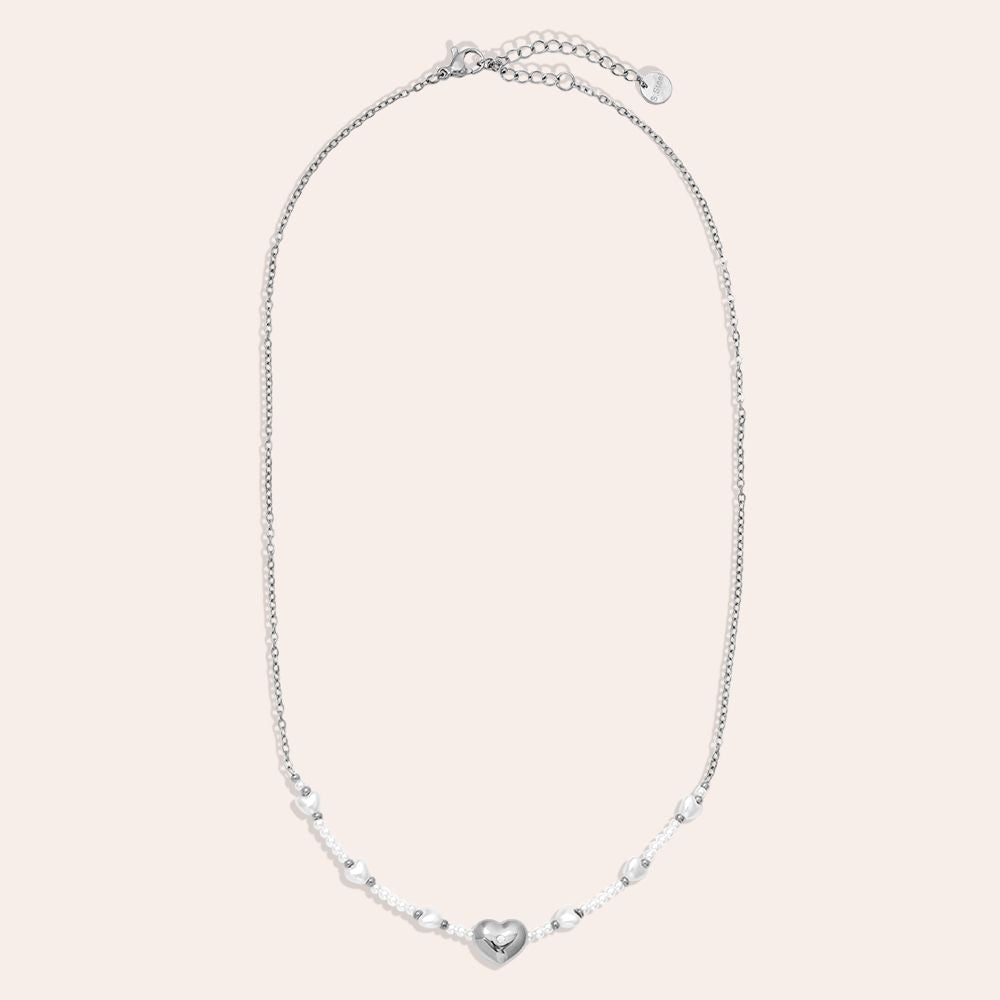 "Viraiane" Pearly And Hearts Edelstahl Halskette