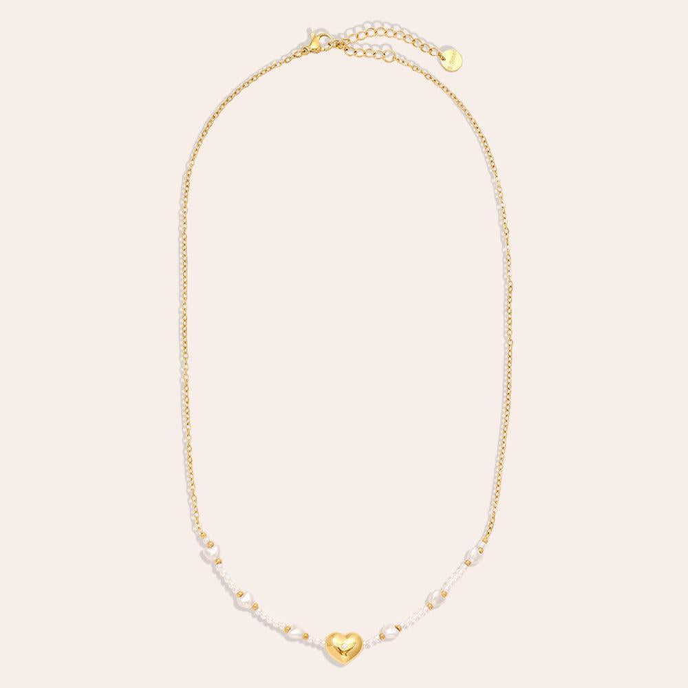 "Viraiane" Pearly And Hearts Edelstahl Halskette-Goldharmonie