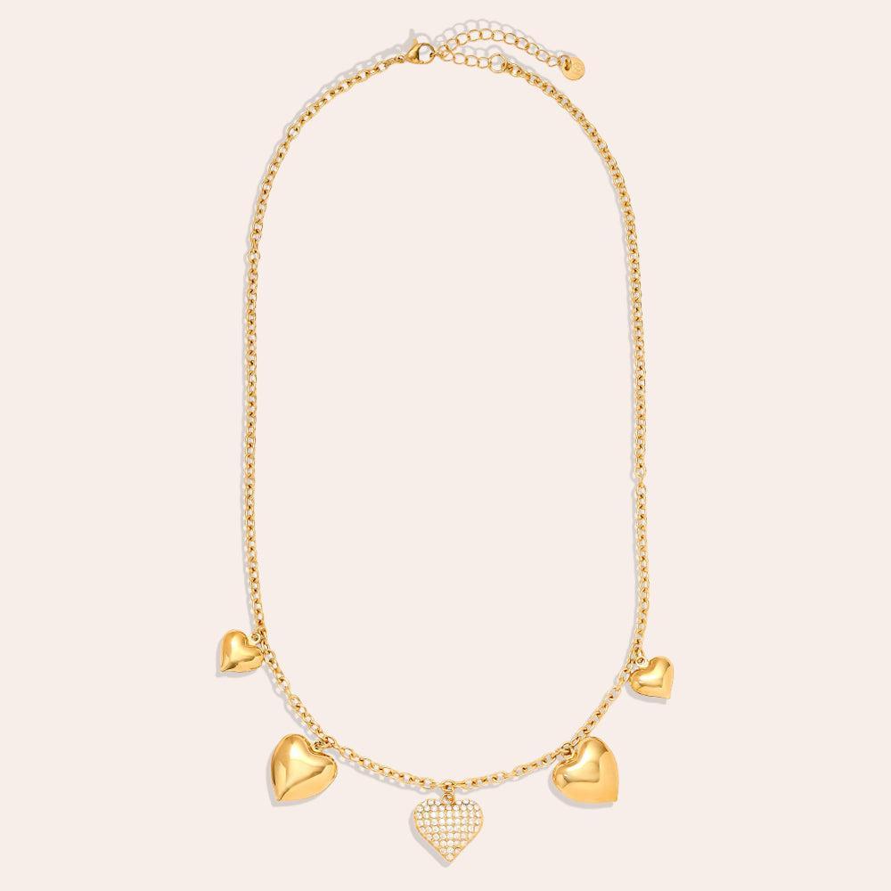 "Viviyaelle" Many Great Hearts Edelstahl Halskette-Goldharmonie