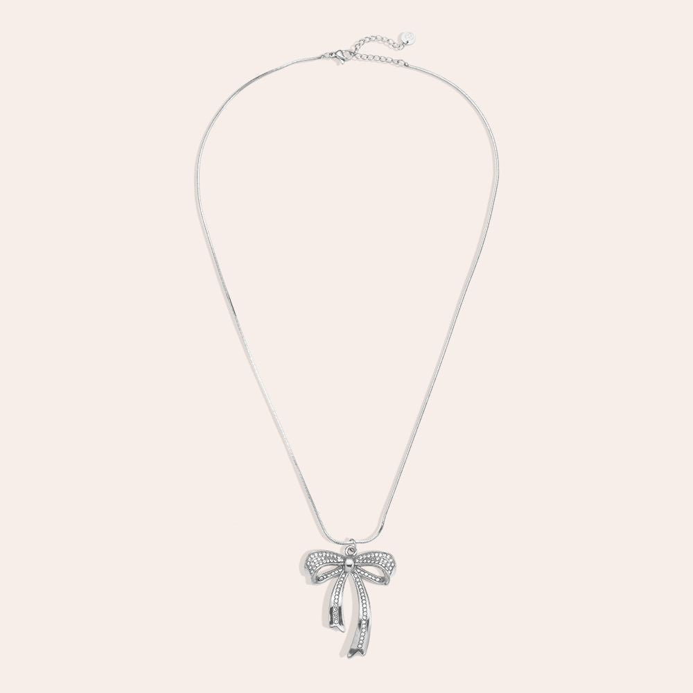 "Yaraessaora" Big Diamond Classic Bowtie Edelstahl Halskette