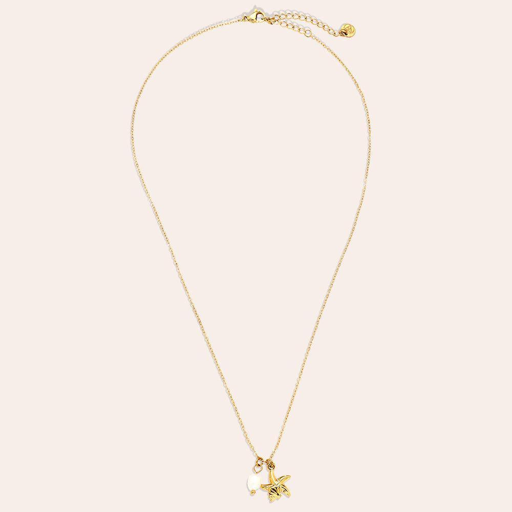 "Yaraianeina" Ocean And Pearl Edelstahl Halskette-Goldharmonie