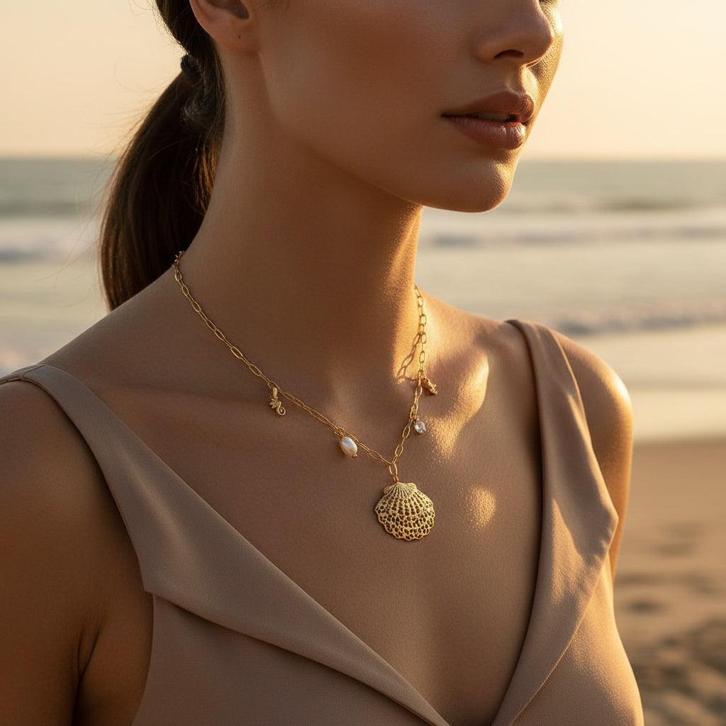 "Yaraionaine" Ocean And Charms Edelstahl Halskette
