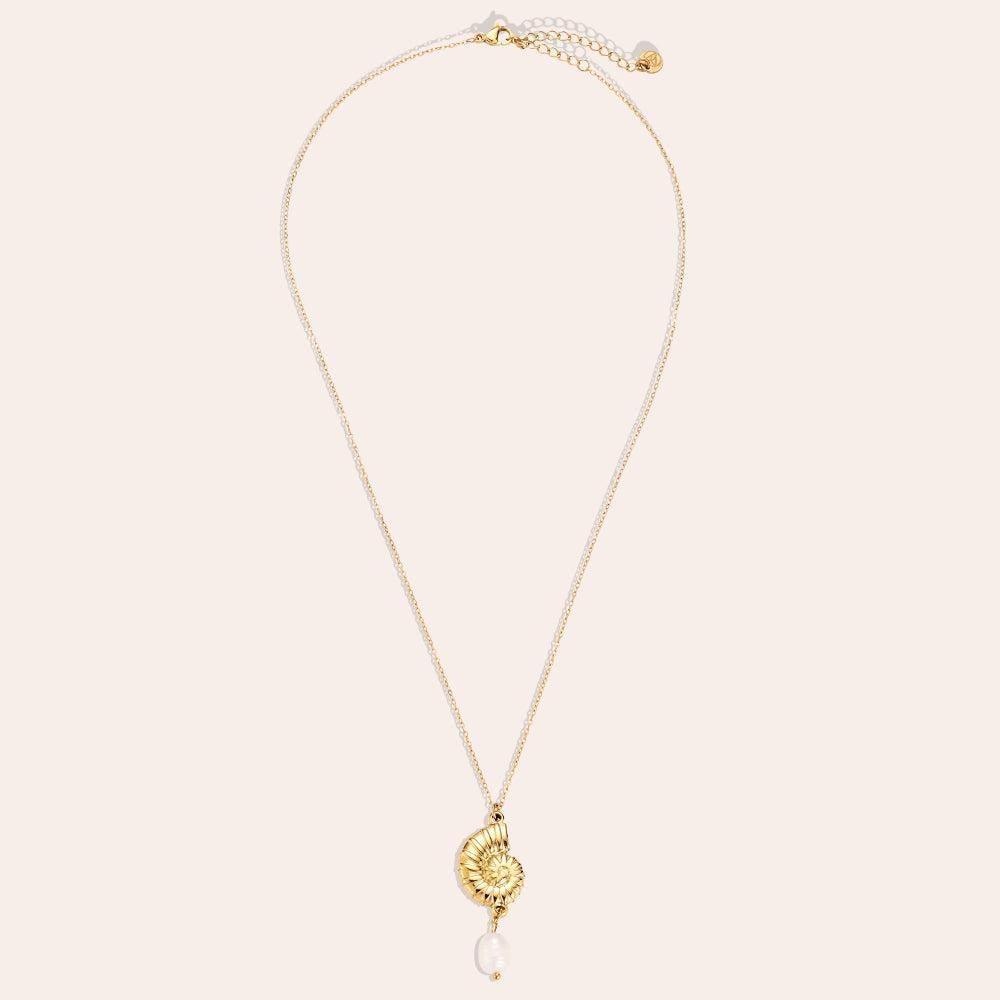 "Zaravele" Snail With Pearl Edelstahl Halskette-Goldharmonie