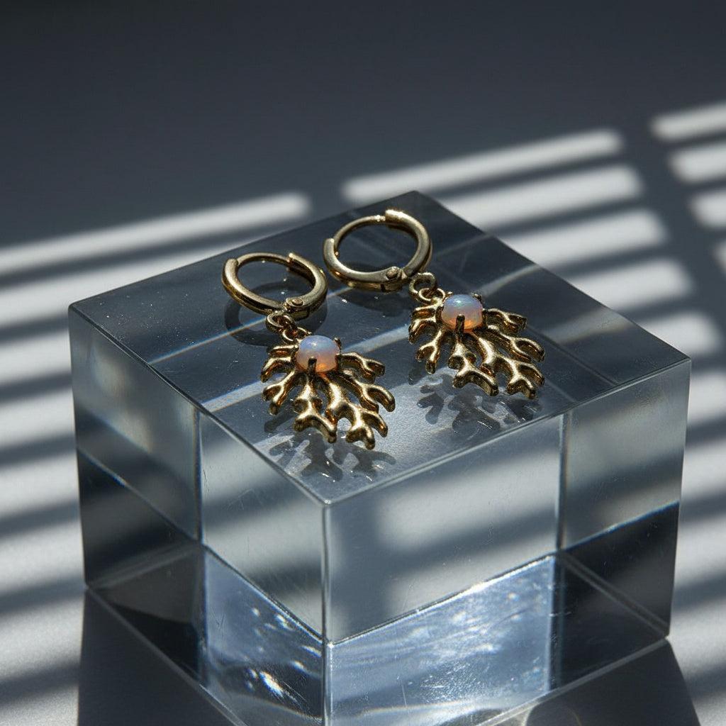 „Zelimira“ Coral And Natural Stone Ohrringe