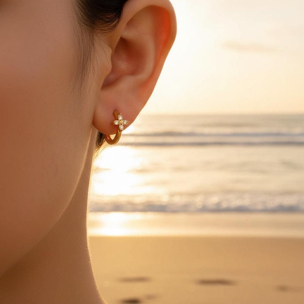 „Zelinella“ Simple Flower Diamond Ohrringe