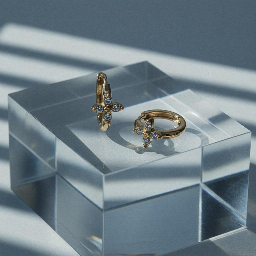 „Zelinella“ Simple Flower Diamond Ohrringe