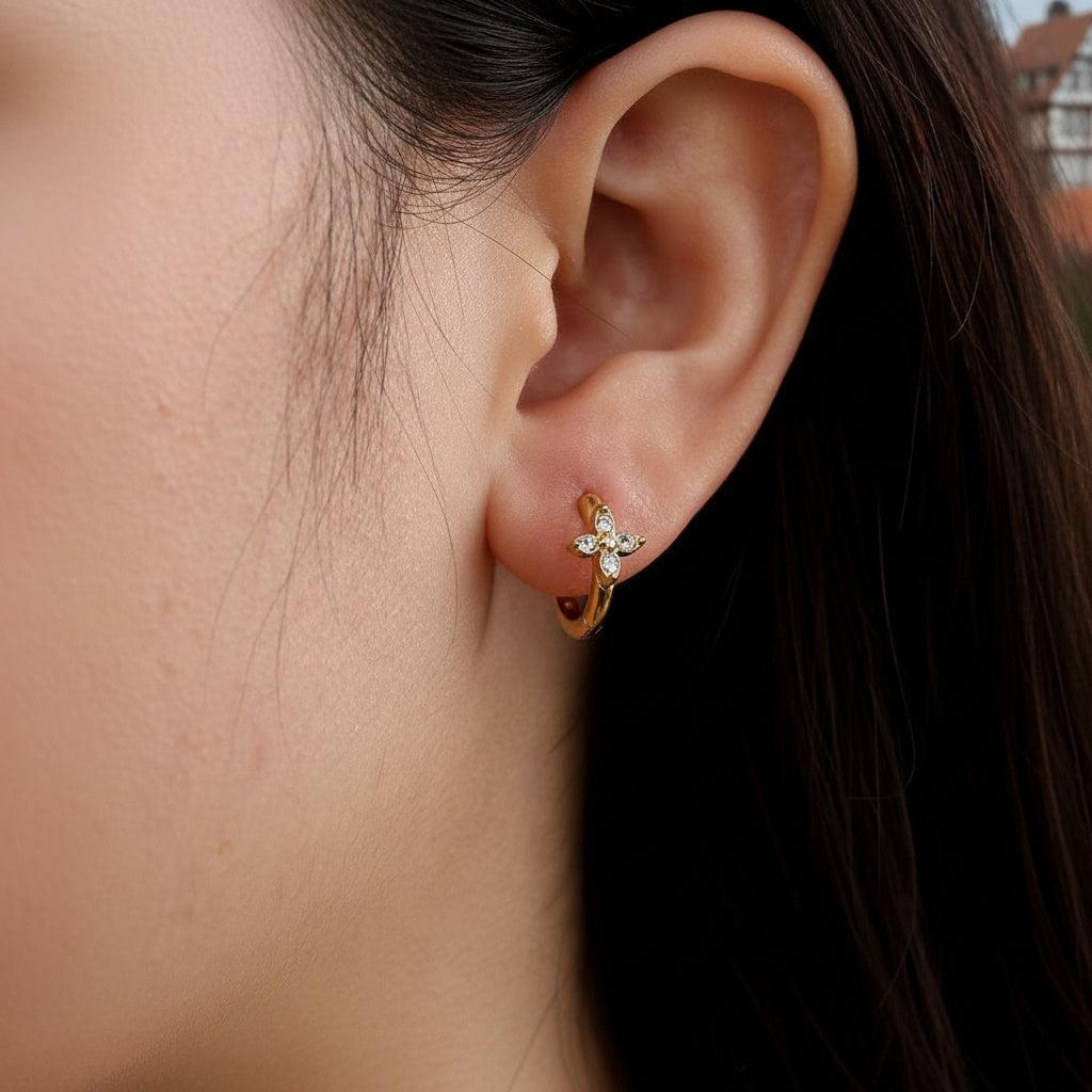 „Zelinella“ Simple Flower Diamond Ohrringe