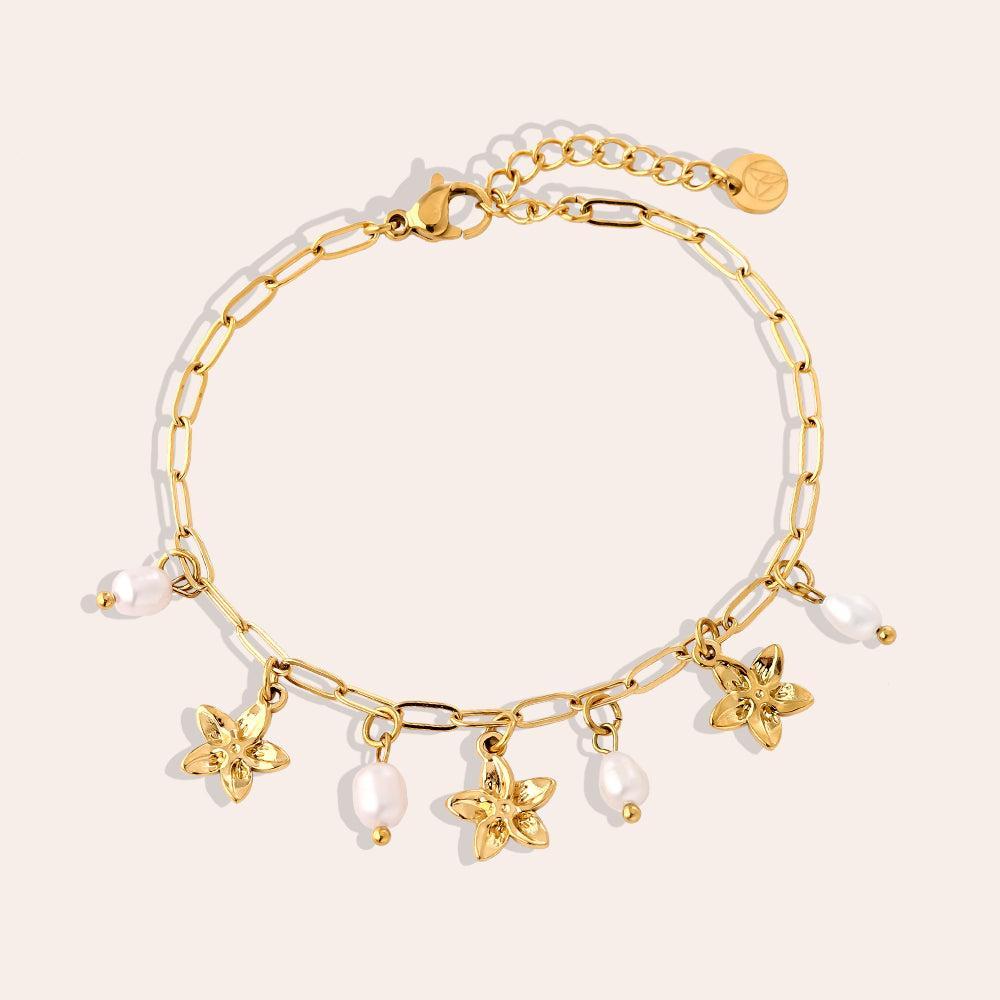 „Zeliriva“ Super Flower And Pearl Armband-Goldharmonie